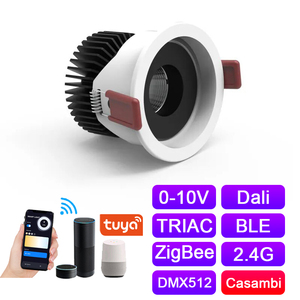 LEDEAST JJ Downlight <span class=keywords><strong>LED</strong></span> encastré en aluminium, blanc réglable 2700-6000K, avec contrôle intelligent Tuya Zigbee, pour salons et musées - Product Image 1
