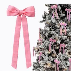 Pink Velvet Bows Christmas Tree <b>Decorations</b> Ornaments for Valentines Day Birthday <b>Party</b> Wedding Holiday Decor - Product Image 1