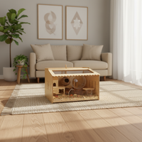 Cage pour hamster surdimensionnée en bois et acrylique, durable, transparente, rectangulaire, pour intérieur et extérieur, multifonctionnelle, en gros