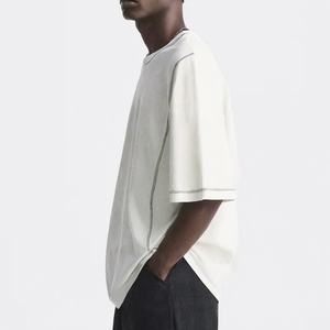 T-shirt personnalisé pour homme, 300 g/m², poids lourd, col rond, épaules tombantes, 100 % coton, streetwear, t-shirt oversize pour homme - Product Image 2