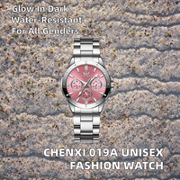 CHENXI 019A Montres de luxe pour hommes et femmes avec boîtier rond en alliage, bracelet en acier étanche 3 ATM et aiguilles lumineuses – Cadeau idéal pour les amoureux
