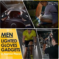 Gants de travail avec lampe torche LED, cadeaux pour hommes, papa, mari, lui, passionné de voitures, outil unique, gadgets sympas pour hommes, accessoires de camping, pêche, travail