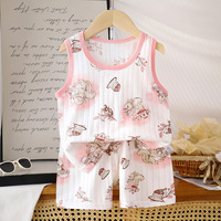 Ensemble gilet et short en coton peigné imprimé animal pour garçons et filles, 2 pièces, tenue décontractée sans manches, vêtements d'été pour 1-3 ans