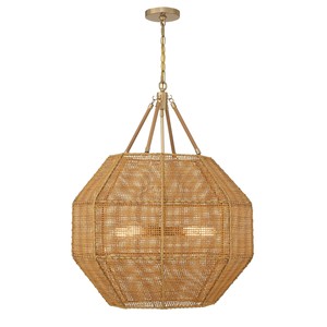 Brass & Linen <b>Shade</b> Modern Luxury Chandelier | Sophisticated <b>Lighting</b> for Hotel High-End Dining Room & Lobby - Product Image 3