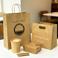 Sac en papier kraft personnalisé avec poignée pour la livraison de nourriture, de boissons, de café, de repas à emporter pour les restaurants, les cafés et les bars