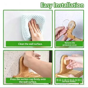 Wooden Soap <b>Rack</b> Wall Mounted Bathroom Drainer Solid Wood Detachable Soap <b>Dish</b> Storage Curved Design - Product Image 3