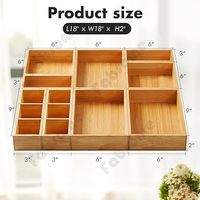 Plateaux de rangement en bambou pour salon, organisateur avec séparateurs ajustables, boîte de rangement multi-compartiments, boîte de rangement polyvalente pour tiroirs