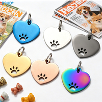 <strong>Best</strong> <strong>Sellers</strong> Blank Cat ID Tags for Laser Engraving Stainless Steel Bling Heart Hollow Paw Dog Name Tag Edelstahl Pet Plate