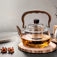 Théière en verre borosilicate résistant à la chaleur de 1000 ml avec infuseur en verre, bouilloire à thé transparente pour thé fleuri et thé aux fruits