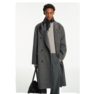 <b>Men's</b> Classic Double Breasted <b>Long</b> Woolen Overcoat Lapel Collar Thickened Loose Multi-Pocket 2026 New Style Trendy <b>Coats</b> - Product Image 1