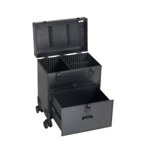 Maleta con Ruedas Obox para Salón de Belleza, Aleación de Aluminio Negra, con Ruedas Universales, Resistente, Duradera, Caja de Almacenamiento Profesional para Maquillaje - Product Image 2