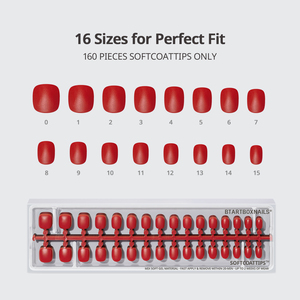 ปลายเล็บปลอม BTArtbox SCOATTIPS XXS ทรงสควอวัล สีแดง 160 ชิ้น ขายส่ง เจลนิ่ม คุณภาพพรีเมียม สำหรับฤดูใบไม้ร่วงและฤดูหนาว แบบกดติด - Product Image 4