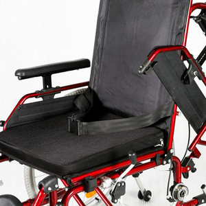 יוקרה אדום שחור, כיסא גלגלים ידני נוח לכיסא גלגלים עם משענת רכה ארוכה וכריות מושב - Product Image 4