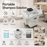 Bac de lavage de cheveux professionnel sans tuyauterie, avec réservoir d'eau amovible de 55L et bac de drainage, mobilier de salon