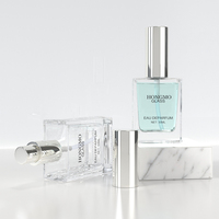 Flacon pulvérisateur de parfum de luxe en verre transparent, carré à épaule plate, vide, 30 ml, 50 ml, 100 ml, pour brume fine