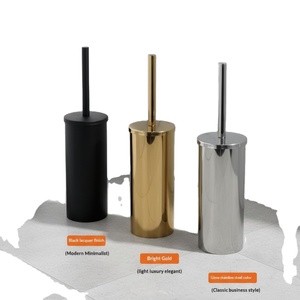 Soporte Moderno Minimalista para Escobilla de Inodoro de Acero Inoxidable, Redondo, Independiente, con Acabado Negro, Dorado o Cromado, Accesorio de Baño - Product Image 1
