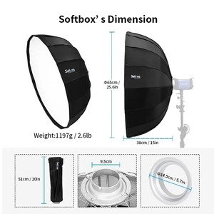 Selens portatile 65cm 85cm 105cm Softbox con 16 aste a piegatura rapida ombrello piatto di bellezza per uso Studio - Product Image 2