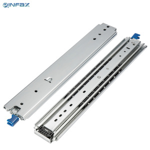 Diapositivas para cajones de 76 pulgadas, capacidad de 500 libras, rieles deslizantes para cajones industriales de alta resistencia con bloqueo, rodamiento de bolas de extensión completa de 3 pliegues - Product Image 4
