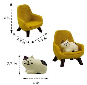 2 Packs Miniatuur Kattenbeeldjes Met Kleine Stoel-Hars Kattenfiguren, <span class=keywords><strong>Kitten</strong></span> Miniatuur Bureauaccessoires-Perfect Cadeau Voor Kattenliefhebber - Product Image 2