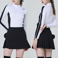 Jupe de golf et de tennis plissée en satin respirant à taille haute et coupe trapèze pour femmes, avec taille naturelle pour les sports des filles