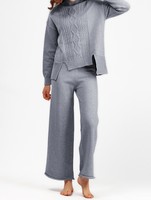 Costume tricoté d'automne et d'hiver personnalisé pour femmes avec col haut pull épais large legging coupe ample couleur unie ensemble deux pièces décontracté