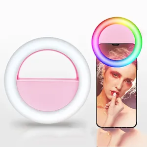 En çok satan dim clip-on RGB Led Selfie halka ışık dolgu lamba cep telefonu fotoğrafçılığı