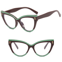 DL lunettes Rivet noir blanc Panda lumière plate cadre en plastique Anti lumière bleue rétro optique oeil de chat lunettes de lecture pour les femmes