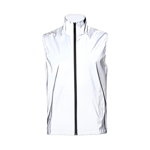 Chaleco con cuello alto y cremallera para hombre, sin mangas, color blanco sólido, ropa exterior - Product Image 1