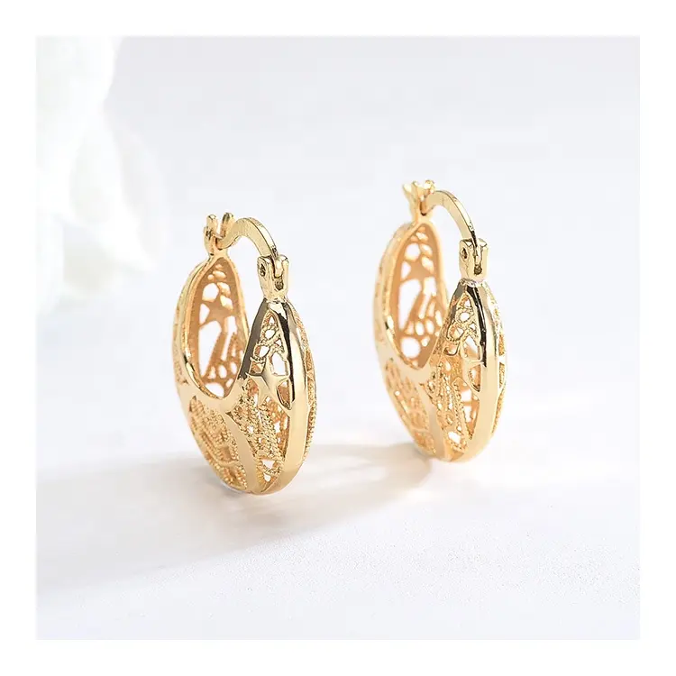 Tùy Chỉnh Bông Tai Logo Pendant Set Hoop 24K Vàng Thiết Kế Đồ Trang Sức