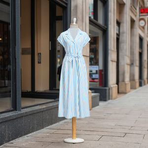 ชุดแมกซี่คอตตอนลินินสำหรับผู้หญิง, ชุดเดรสลำลองคอตตอน<span class=keywords><strong>ล</strong></span>ินินเสื้อเชิ้ต<span class=keywords><strong>ล</strong></span>ำลองกระดุมด้านหน้า<span class=keywords><strong>ล</strong></span>ายทางสำหรับฤดูร้อน - Product Image 3