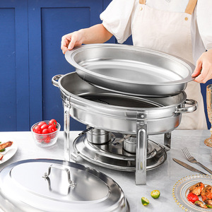 Chauffe-Plats Buffet en Acier Inoxydable à Vendre : Réchaud <span class=keywords><strong>Ovale</strong></span> Pliant pour Hôtels et Traiteurs - Product Image 2
