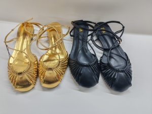 Sandalias Planas de Verano para Mujer, Nuevas, Sexys y a la Moda, con Cierre de Botón, Suela de Goma, Correa Metálica y Correa para el Pie, para Exteriores, Talla Grande - Product Image 1