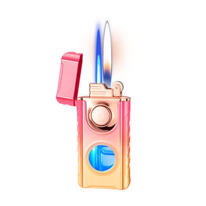 Venta al por mayor <span class=keywords><strong>de</strong></span> dos <span class=keywords><strong>tipos</strong></span> <span class=keywords><strong>de</strong></span> llamas <span class=keywords><strong>encendedor</strong></span> <span class=keywords><strong>de</strong></span> gas <span class=keywords><strong>de</strong></span> metal con LED azul Ventana <span class=keywords><strong>de</strong></span> gas visible - Product Image 1