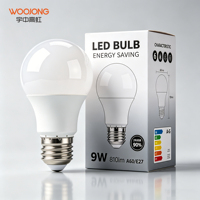 Ampoule LED WOOJONG à économie d'énergie A60, culot E27/E26, 9W, 810Lm, équivalent 100W, certifiée CE//CCC, éclairage intérieur/extérieur AC/DC