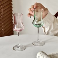 Copa de Vidrio de Tulipán de Colores Hecha a Mano, Copa para Degustación de Whisky, Copa para Vino Dulce y Champán, para Decoración del Hogar o Bar