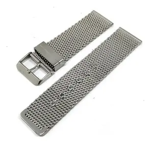 2 parça kalın 1.0mm tel özel logo metal 304 paslanmaz çelik milanese mesh saat kayışı 14 16 18 20 22 24mm kuşgözü ile