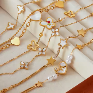 XIXI marchio di dichiarazione impermeabile in oro placcato 18K in acciaio inossidabile misto accessori da <span class=keywords><strong>donna</strong></span> trifoglio gioielli di moda braccialetti a catena - Product Image 3