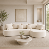 Canapé d'angle incurvé de style italien, luxe léger et minimaliste, ultra-doux, effet nuage, modulaire sans structure de support, pour salon de villa