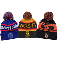 Gorro de Invierno Deportivo Unisex de Jacquard con Pompón, Logotipo Personalizado, Gorro de Lana Tejido para Hombre, Diseño de Personajes de Playa