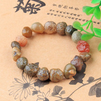 Bracelet en Agate Naturelle d'Alashan Gobi, Perles Irrégulières en Forme de Galet, Multicolore, Style Bohème, Extensible, Unisexe, Idéal Cadeau