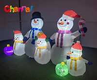 Ensemble de 5 bonhommes de neige gonflables de Noël avec éclairage LED, décoration de jardin, ornement de pelouse extérieur