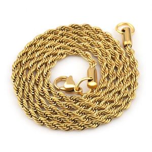 Cadena de cuerda de oro trenzado de acero inoxidable chapado en oro de 18 quilates personalizada al por mayor, collar de mujer, fabricación de joyas a granel, regalo de moda diario - Product Image 6