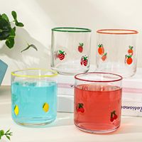 Hittebestendige transparante fruitglazen 14 oz vaatwasserbestendig sap/wijn/cocktailglazen aardbei citroen kers sinaasappel steelloos