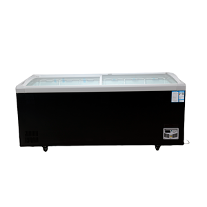 Réfrigérateur commercial combiné à refroidissement par air, commande mécanique, porte en verre, îlot, congélateur horizontal en bas - Product Image 3