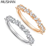 MuShan Sieraden 925 Sterling Zilveren Ringen Bands Verlovingsring 5A Zirconia Haar Valentijnsdag Vrouwen Cadeau