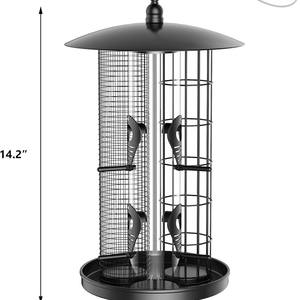 Mangeoire à oiseaux suspendue Décoration étanche aux écureuils Mangeoire à oiseaux en métal 3 en 1 avec 4 ports d'alimentation et 3 tubes détachables - Product Image 5