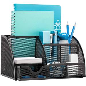 Black <strong>Desk</strong> Organizers Office Mesh <strong>Desk</strong> <strong>Tidy</strong> <strong>Organiser</strong> 6 Components Pen Holder with Drawer Multifunctional Stationary <strong>Organiser</strong> - Product Image 1