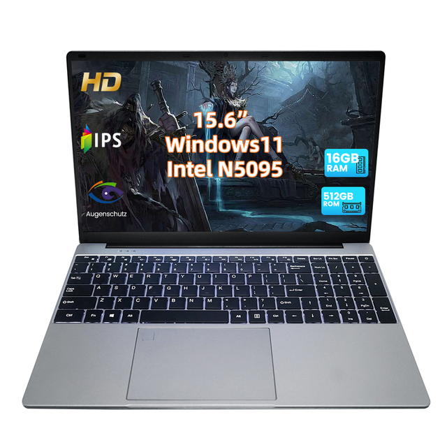 15.6 Inch Laptop Intel N5095 16GB DDR4 RAM 512GB SSD Windows 11 Factory Direct Customizable Business Laptop Backlit Keyboard