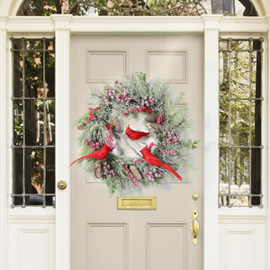 Elegantes Coronas Navideñas Ochine con Adornos de Cardenales, Decoración de Pájaros Rojos para Navidad, Decoración Interior y Exterior del Hogar - Product Image 1