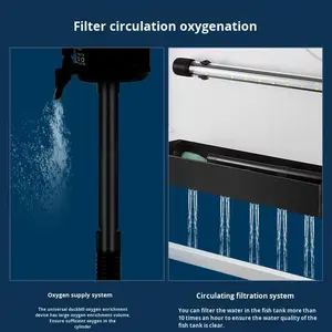 Starterset voor aquarium met temperatuurweergave, 7-kleurenverlichting, 3-in-1 stille pomp met zuurstofcirculatie - Product Image 4